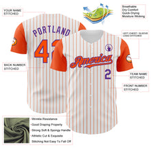 Load image into Gallery viewer, Custom White Orange Pinstripe Purple Authentic Two Tone Baseball Jersey