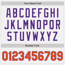 Load image into Gallery viewer, Custom White Orange Pinstripe Purple Authentic Two Tone Baseball Jersey