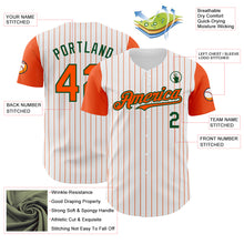 Load image into Gallery viewer, Custom White Orange Pinstripe Green Authentic Two Tone Baseball Jersey