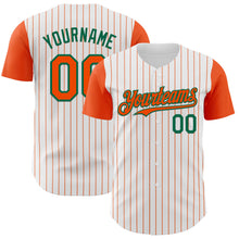 Load image into Gallery viewer, Custom White Orange Pinstripe Kelly Green Authentic Two Tone Baseball Jersey