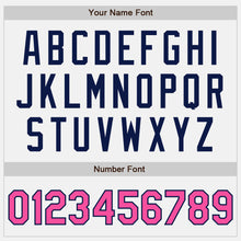 Load image into Gallery viewer, Custom White Pink Pinstripe Navy Authentic Two Tone Baseball Jersey