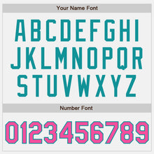 Load image into Gallery viewer, Custom White Pink Pinstripe Teal Authentic Two Tone Baseball Jersey