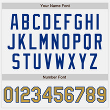 Load image into Gallery viewer, Custom White Old Gold Pinstripe Royal Authentic Two Tone Baseball Jersey