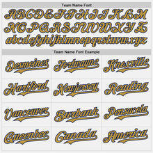 Load image into Gallery viewer, Custom White Old Gold Pinstripe Navy Authentic Two Tone Baseball Jersey