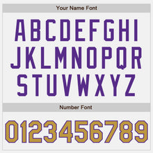 Load image into Gallery viewer, Custom White Old Gold Pinstripe Purple Authentic Two Tone Baseball Jersey