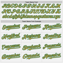 Load image into Gallery viewer, Custom White Old Gold Pinstripe Kelly Green Authentic Two Tone Baseball Jersey