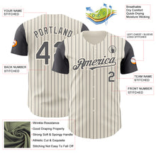 Load image into Gallery viewer, Custom Cream Steel Gray Pinstripe Steel Gray Authentic Two Tone Baseball Jersey