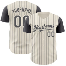 Load image into Gallery viewer, Custom Cream Steel Gray Pinstripe Steel Gray Authentic Two Tone Baseball Jersey