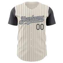 Load image into Gallery viewer, Custom Cream Steel Gray Pinstripe Gray Authentic Two Tone Baseball Jersey