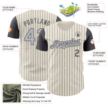 Load image into Gallery viewer, Custom Cream Steel Gray Pinstripe Gray Authentic Two Tone Baseball Jersey