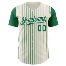 Загрузить изображение в средство просмотра галереи, Custom Cream Kelly Green Pinstripe Kelly Green Authentic Two Tone Baseball Jersey