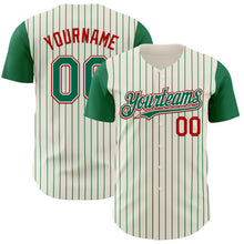 Charger l'image dans la galerie, Custom Cream Kelly Green Pinstripe White-Red Authentic Two Tone Baseball Jersey