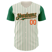 Load image into Gallery viewer, Custom Cream Kelly Green Pinstripe Orange Authentic Two Tone Baseball Jersey