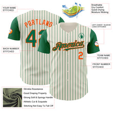 Load image into Gallery viewer, Custom Cream Kelly Green Pinstripe Orange Authentic Two Tone Baseball Jersey