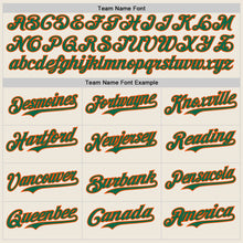 Load image into Gallery viewer, Custom Cream Kelly Green Pinstripe Orange Authentic Two Tone Baseball Jersey