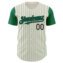 Laden Sie das Bild in den Galerie-Viewer, Custom Cream Kelly Green Pinstripe Black Authentic Two Tone Baseball Jersey