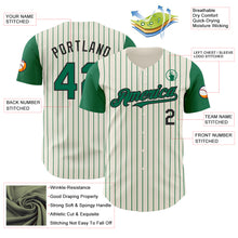 Laden Sie das Bild in den Galerie-Viewer, Custom Cream Kelly Green Pinstripe Black Authentic Two Tone Baseball Jersey