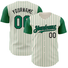Laden Sie das Bild in den Galerie-Viewer, Custom Cream Kelly Green Pinstripe Black Authentic Two Tone Baseball Jersey