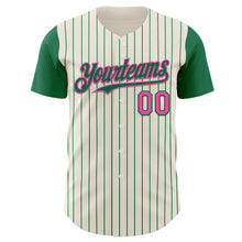 Laden Sie das Bild in den Galerie-Viewer, Custom Cream Kelly Green Pinstripe Pink Authentic Two Tone Baseball Jersey