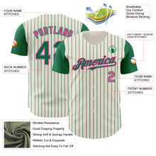 Laden Sie das Bild in den Galerie-Viewer, Custom Cream Kelly Green Pinstripe Pink Authentic Two Tone Baseball Jersey