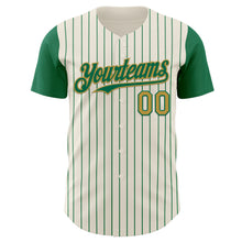 Charger l'image dans la galerie, Custom Cream Kelly Green Pinstripe Old Gold Authentic Two Tone Baseball Jersey