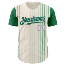 Load image into Gallery viewer, Custom Cream Kelly Green Pinstripe Gray Authentic Two Tone Baseball Jersey