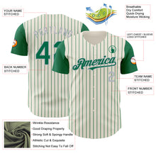 Load image into Gallery viewer, Custom Cream Kelly Green Pinstripe Gray Authentic Two Tone Baseball Jersey