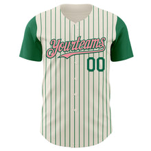 Charger l'image dans la galerie, Custom Cream Kelly Green Pinstripe Medium Pink Authentic Two Tone Baseball Jersey