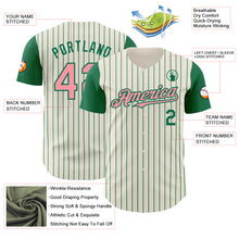 Charger l'image dans la galerie, Custom Cream Kelly Green Pinstripe Medium Pink Authentic Two Tone Baseball Jersey
