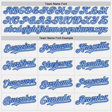 Load image into Gallery viewer, Custom White Light Blue Pinstripe Royal Authentic Two Tone Baseball Jersey