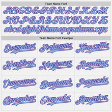 Load image into Gallery viewer, Custom White Light Blue Pinstripe Purple Authentic Two Tone Baseball Jersey