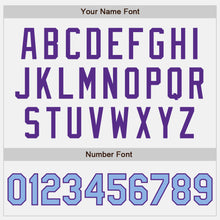 Load image into Gallery viewer, Custom White Light Blue Pinstripe Purple Authentic Two Tone Baseball Jersey