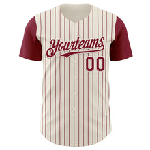 Load image into Gallery viewer, Custom Cream Crimson Pinstripe Crimson Authentic Two Tone Baseball Jersey