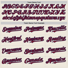 Load image into Gallery viewer, Custom Cream Crimson Pinstripe Navy Authentic Two Tone Baseball Jersey