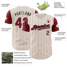Load image into Gallery viewer, Custom Cream Crimson Pinstripe Black Authentic Two Tone Baseball Jersey