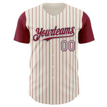 Загрузить изображение в средство просмотра галереи, Custom Cream Crimson Pinstripe Gray Authentic Two Tone Baseball Jersey