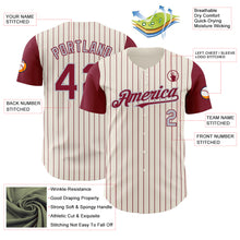 Загрузить изображение в средство просмотра галереи, Custom Cream Crimson Pinstripe Gray Authentic Two Tone Baseball Jersey