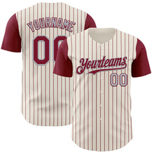 Загрузить изображение в средство просмотра галереи, Custom Cream Crimson Pinstripe Gray Authentic Two Tone Baseball Jersey