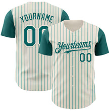 Загрузить изображение в средство просмотра галереи, Custom Cream Teal Pinstripe Teal Authentic Two Tone Baseball Jersey