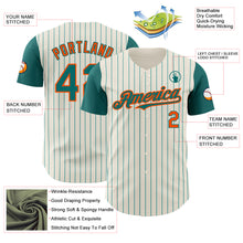 Charger l'image dans la galerie, Custom Cream Teal Pinstripe Orange Authentic Two Tone Baseball Jersey