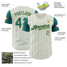 Загрузить изображение в средство просмотра галереи, Custom Cream Teal Pinstripe Old Gold Authentic Two Tone Baseball Jersey