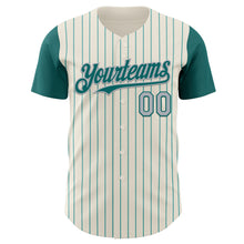 Charger l'image dans la galerie, Custom Cream Teal Pinstripe Gray Authentic Two Tone Baseball Jersey