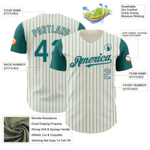 Charger l'image dans la galerie, Custom Cream Teal Pinstripe Gray Authentic Two Tone Baseball Jersey