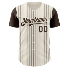 Load image into Gallery viewer, Custom Cream Brown Pinstripe Brown Authentic Two Tone Baseball Jersey