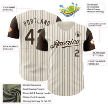 Load image into Gallery viewer, Custom Cream Brown Pinstripe Brown Authentic Two Tone Baseball Jersey