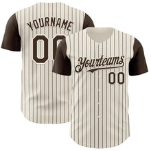 Load image into Gallery viewer, Custom Cream Brown Pinstripe Brown Authentic Two Tone Baseball Jersey