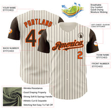 Load image into Gallery viewer, Custom Cream Brown Pinstripe Orange Authentic Two Tone Baseball Jersey
