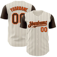 Load image into Gallery viewer, Custom Cream Brown Pinstripe Orange Authentic Two Tone Baseball Jersey