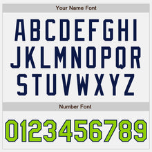 Load image into Gallery viewer, Custom White Neon Green Pinstripe Navy Authentic Two Tone Baseball Jersey