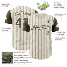 Load image into Gallery viewer, Custom Cream Olive Pinstripe Olive Authentic Two Tone Baseball Jersey